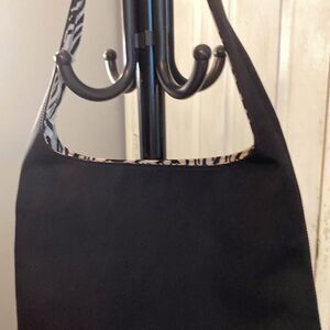 Liz Claiborne black shoulder bag with zebra pattern interior